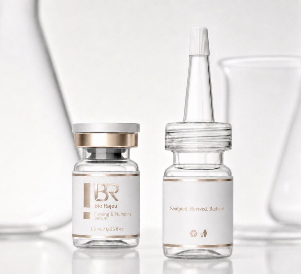 A sealed Bio Rajeu serum vial with its applicator